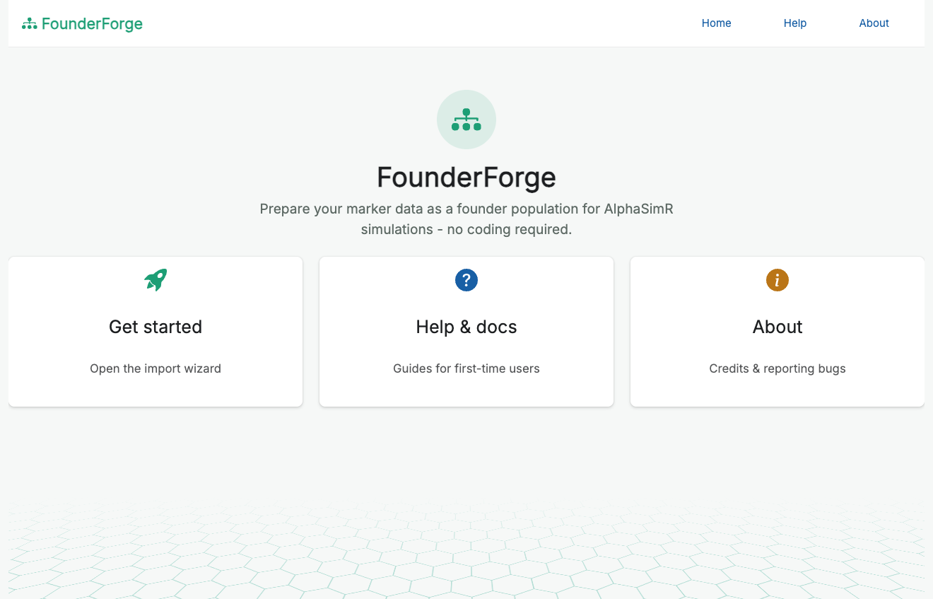 The FounderForge home screen